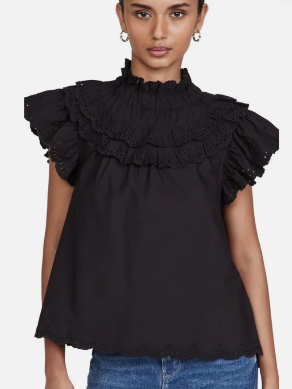 Eyelet Black Top by Sea - Picture 2 of 2